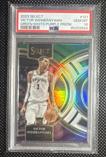 2023 Panini Select - Victor Wembanyama #121 Green White Purple Prizm (RC) PSA 10