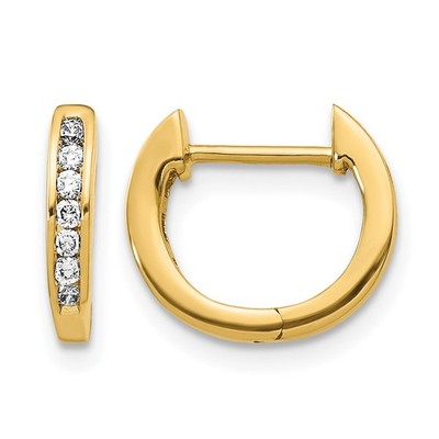 14k Gelbgold 1/8 Kt Lab Grown Diamant Komplett Klapp Creolen 1,71 gm