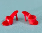 Vintage 1960's Mattel Barbie & Midge Doll Shoes OT High Heels Red Mules, Japan
