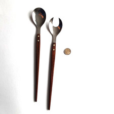 Salatbesteck L=33,5 cm, 1960er J. Skandinavisches Design, Griffe: Palisander