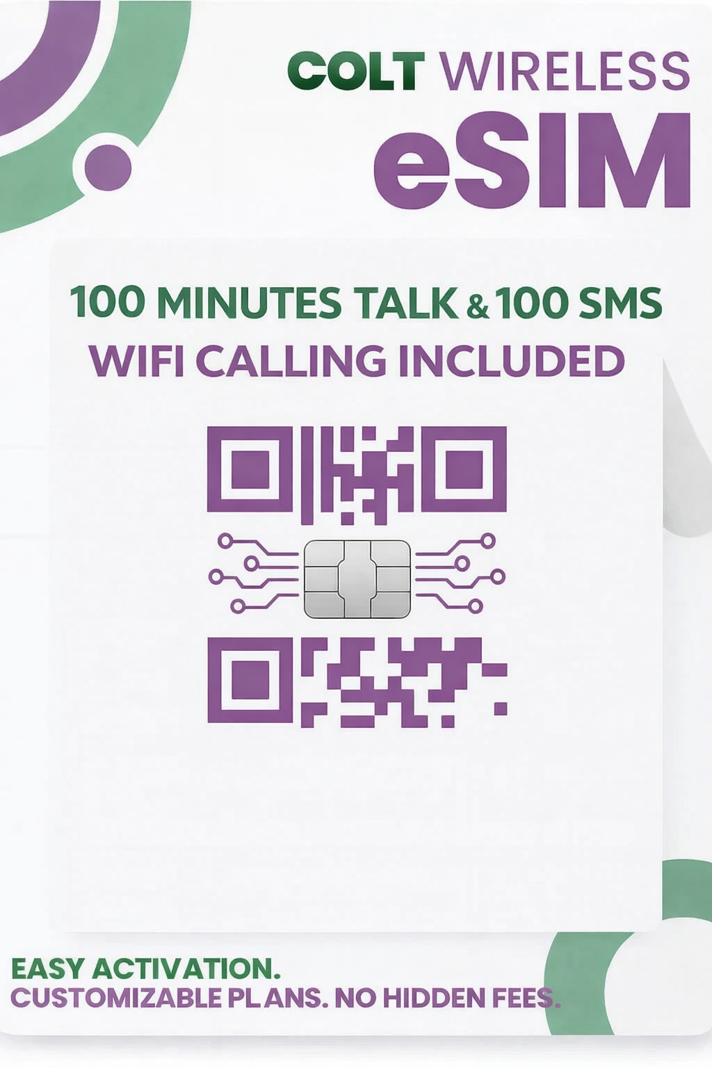 Colt Wireless U.S. Phone Number eSIM 100 Minute Talk & 100 S