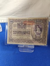 1918 Austro-Hungarian Empire 10,000 Kronen Bill, Antique Post-WWI Currency