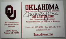 Joe Castiglione Signed Business Card Oklahoma Sooners Director Of Athletics OU