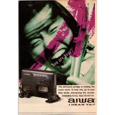 #ad Aiwa I Hear Ya Aiwa HS RX703 The Pint Sized Prodigy 1992 Ad SAH7 4 $13.50