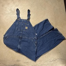 Vintage Y2K Carhartt R07 Denim Bib Overalls Workwear Mens 48x32