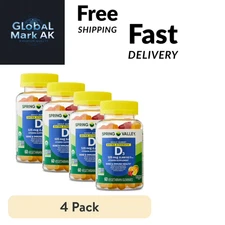 (4 pack) Spring Valley Vitamin D3 Gummies 5000 IU – 60ct Extra Strength for Bone