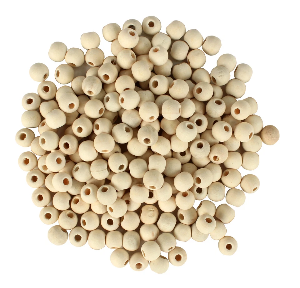 MEGACREA DIY Perles en bois brut rondes 0,8 cm 200 pièces