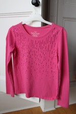 Pink long sleeved t shirt with pink sequin detailing age 10-12 by Faded Glory