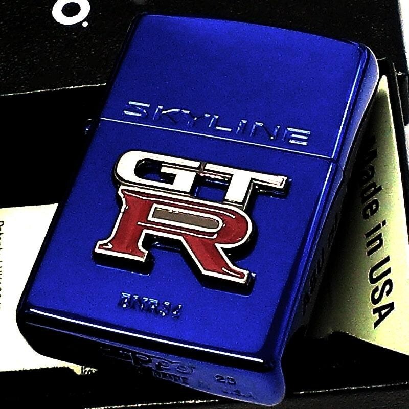 Zippo Skyline GT-R R34 Emblem Metal Blue GTR-BNR34 Regular Lighter