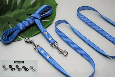 Bullyzei Leine gummiert 20mm Türkis Schleppleine Hundesport Trainingsleine IGP