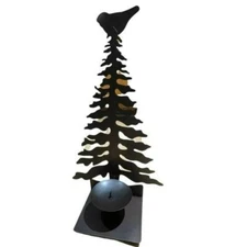 Vintage Metal Winter Pine Tree Shaped Christmas Holiday Candle Holder 18.5in
