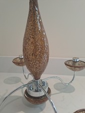 Next - Crackled Bronze Glass & Chrome 4 Arm Chandelier