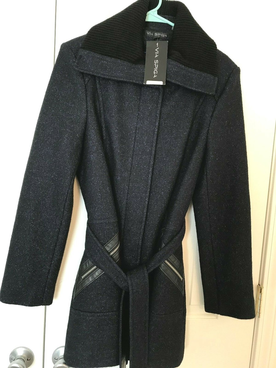 Via Spiga Women's Winter Wool Blend Car Coat Outerwear Size 14