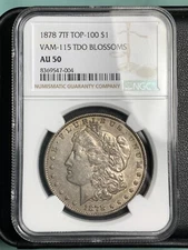 1878-P 7TF $ MORGAN SILVER DOLLAR VAM-115 TDO BLOSSOMS NGC AU50 "RARE VAM"