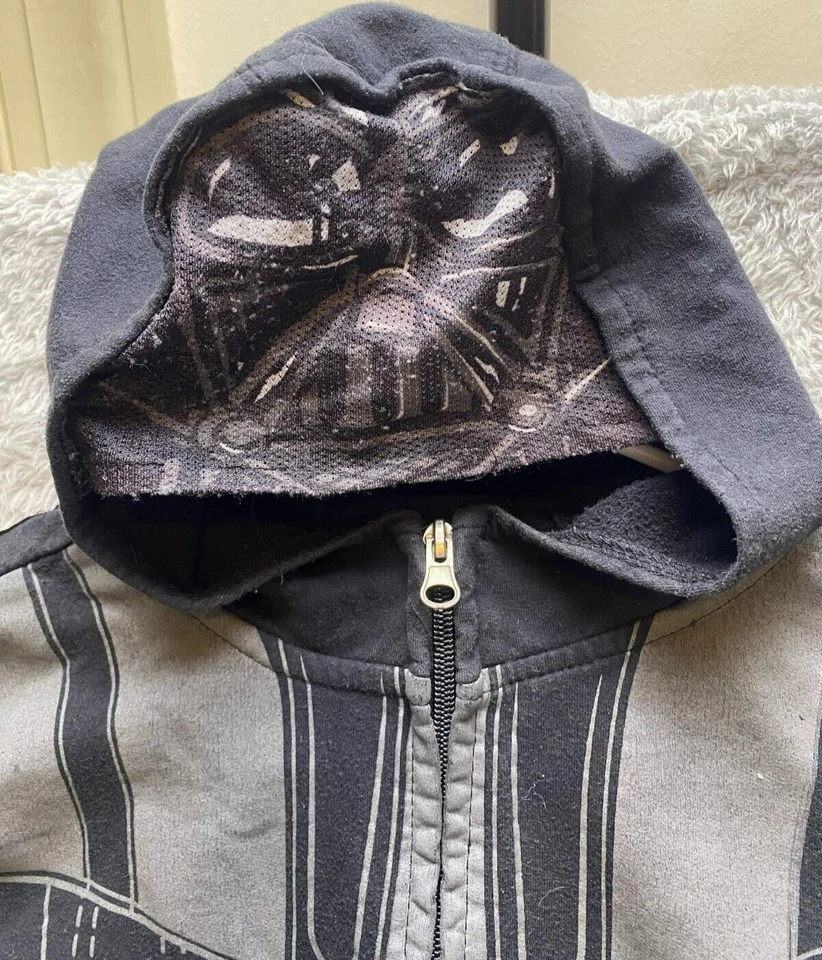 Star Wars Sweatshirt Youth Medium Black Darth Vader Full Zip Hoodie Boys - Image 3 of 4