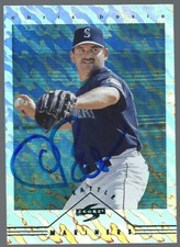 Tarjeta firmada automáticamente por Chris Bosio 1997 Score Seattle Mariners Platinum Team #1 IP