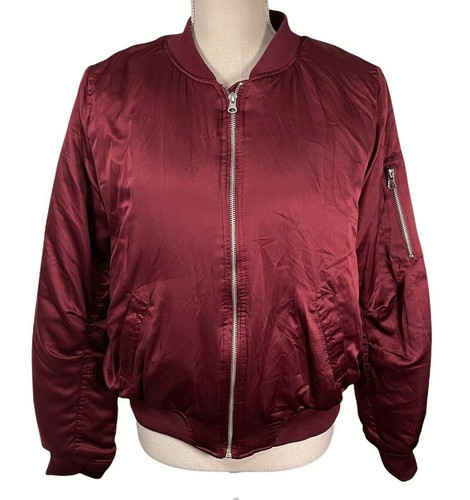 Rue 21 Womens Red Bomber Jacket Coat Sz 