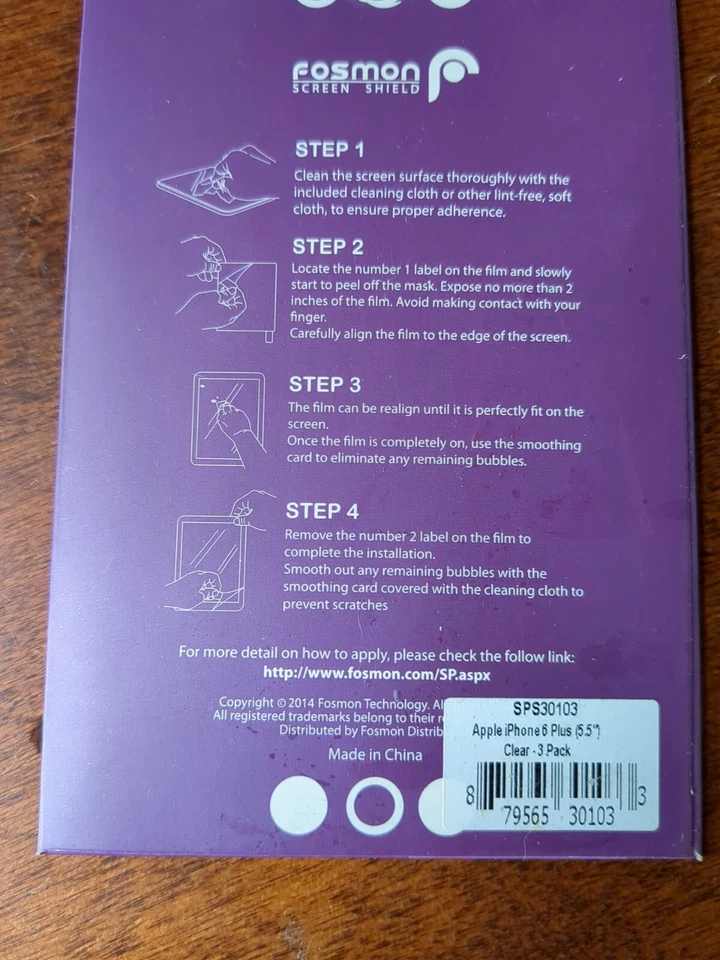 Protector Pantalla Fosmon Sps 30103 Apple iPhone 6 Plus 5.5" Transparente Paquete de Tres Foto 3 de 3