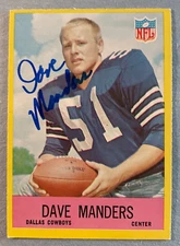 SIGNED DAVE MANDERS 1967 PHILADELPHIA ROOKIE FOOTBALL AUTO- COWBOYS - SB VI