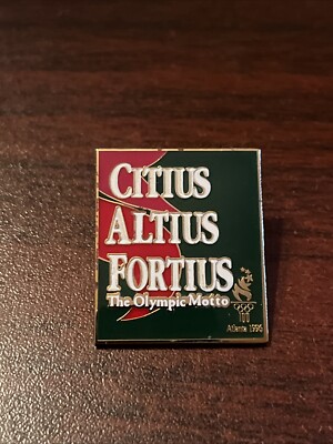 Vintage 1996 Atlanta Olympics Citius Altius Fortius Motto Lapel Hat Pin