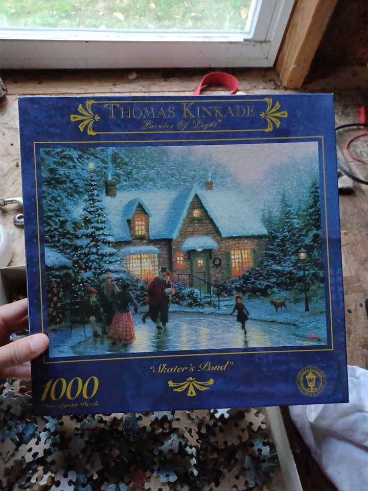 Thomas Kinkade Skater's Pond Puzzle Vintage 1999 - Image 3 of 3