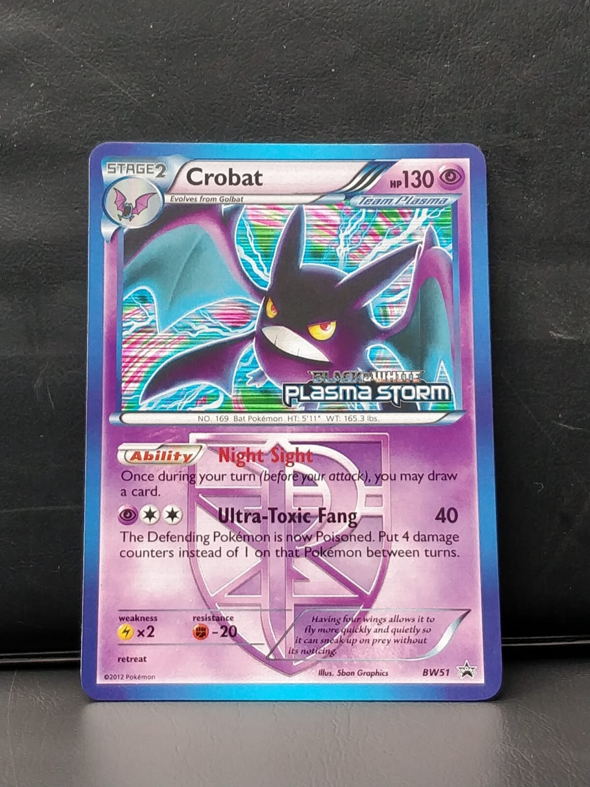 2012 Pokemon Pre-release Crobat Black star promo card BW51