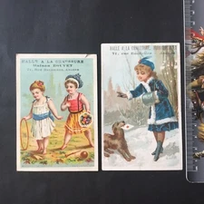 2 Chromos 19th Century Hall of Shoes Dog Toy Antique Gilded Scraps