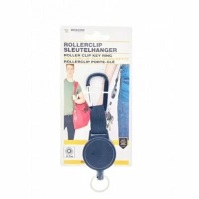 Bouton de service porte-clés Roller clip avec mousqueton couleur noir - Photo 1/2