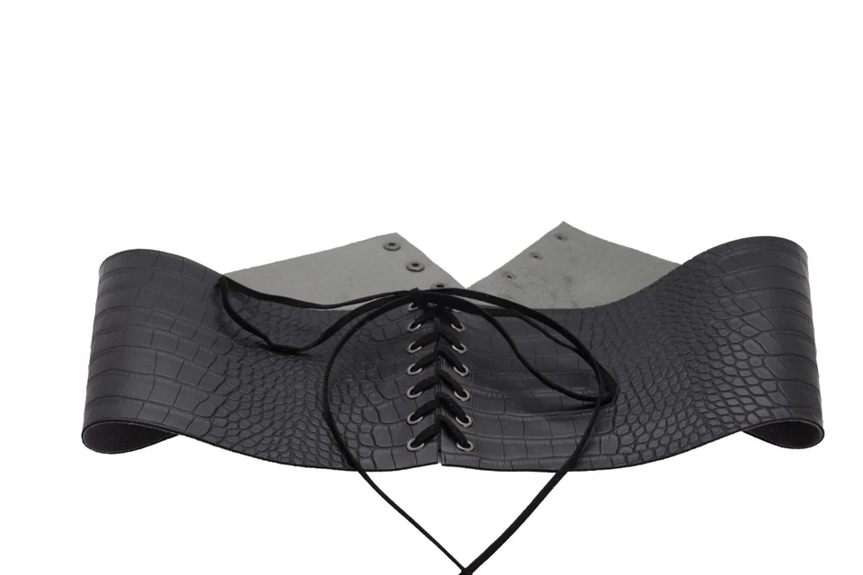 Women Black Corset Western Stylish Look Fashion Belt Faux Crocodile Leather M - Image 4 of 4