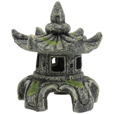 PRETYZOOM Aquarium Hars Tempel Antieke Terrarium Mini Pagode Standbeeld Zeshoekig Paviljoen Figuur Fairy Gardens Zen-toren Tuindecoratie voor Aquarium Decor A