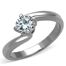 Ladies solitaire ring cz cubic zirconia stainless steel engagement 1.25ct 1543