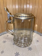 Alter Bierkrug aus Glas mit Zinndeckel 95%reinzinn