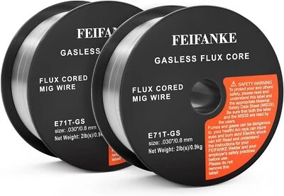 FEIFANKE Flux Core MIG Welding Wire 0.8/0.9/1.0MM E71T-GS Mild Steel Gasless 1KG ×2 Packs