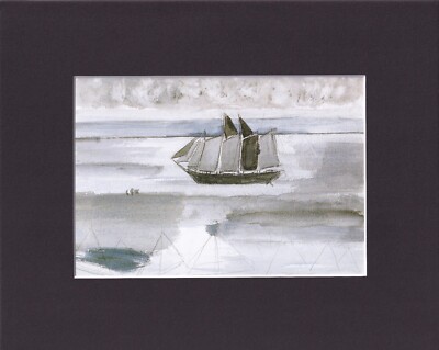 8X10'' Matted Print Art Picture: John Marin, Four-Master off Cape-Maine Coast #1