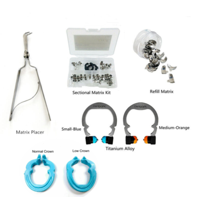 Dental Matrix Band Sectional Matrices Refill - With Wedge, Matrice Plier, Clamps, Ti Ring