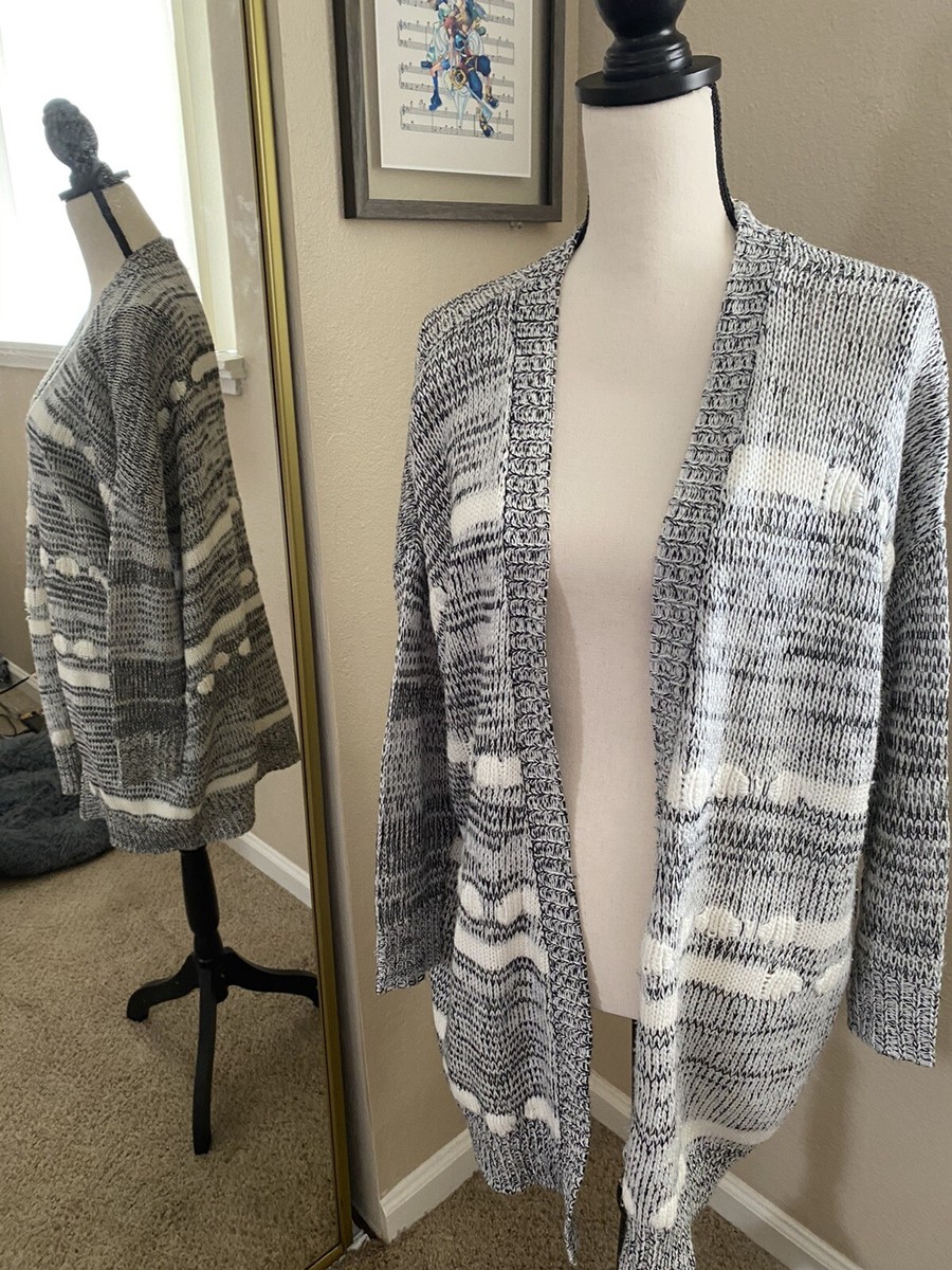 Sugarlips Women's Knit Open Front Sweater Cardigan Size S Gray And