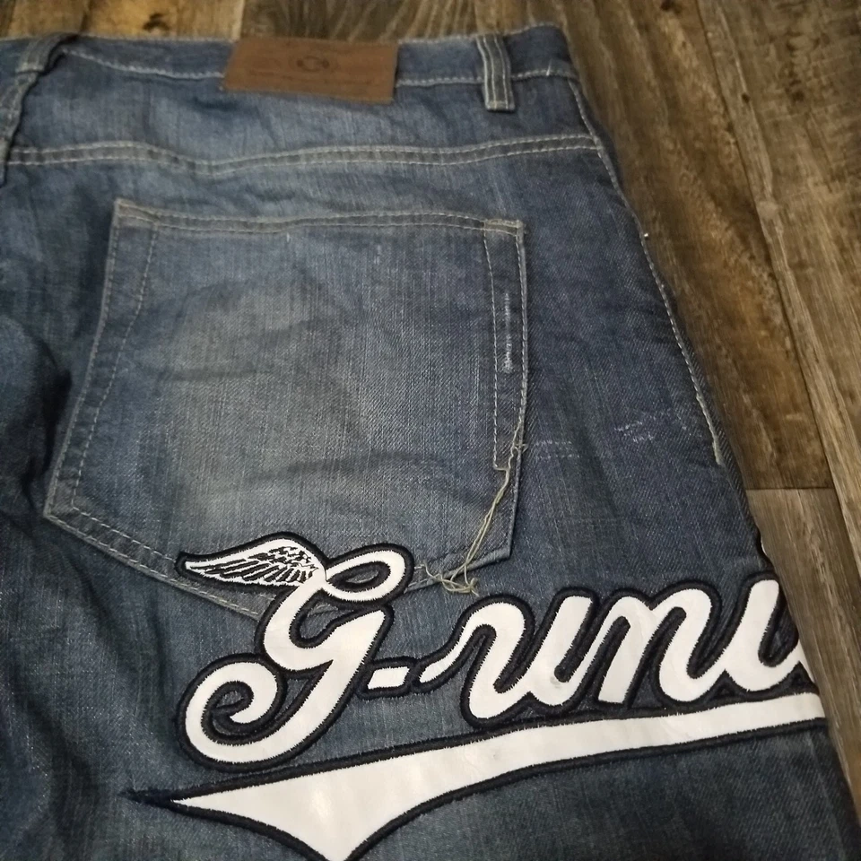 G-Unit Denim Baggy Y2k Embroidered Heavy Jeans Size 38 (Ripped Pocket) - Image 3 of 4