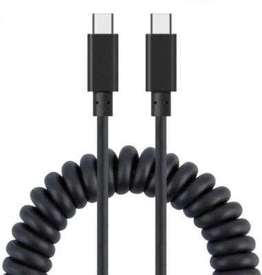 COILED CABLE USB-C TO TYPE-C FAST CHARGER CORD POWER WIRE for PHONES & TABLETS