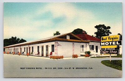 #ad #ad c1940s Roadside West Virginia Motel Coffee Shop Sign Bradenton FL VTG Postcard $9.25