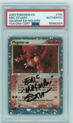 PSA Signed Eric Stuart Pokémon Magmar ex EX Ruby & Sapphire 100/109 Holo UR
