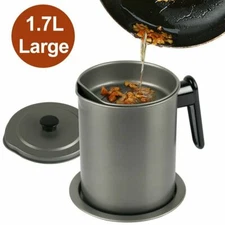 1.7L Bacon Grease Container Oil Keeper Storage Can with Mesh Strainer Removable