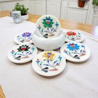 Marble Coasters, Drink Coasters, Stone Coasters Set With Holder, Inlay Coasters