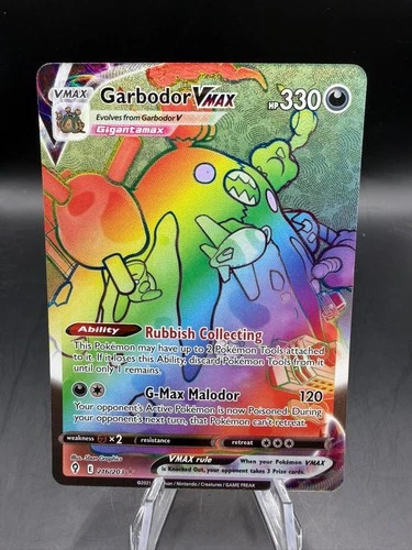 Garbodor VMAX 216/203 Rainbow Rare Evolving Skies Pokemon Holo