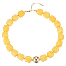 Colorful Resin Chunky Beaded Necklace for Women, Deep Yellow 16-18"