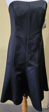 NWT  Strapless  SZ 12  Black Dress Satin A Line  Semi Formal Prom Evening Gown 