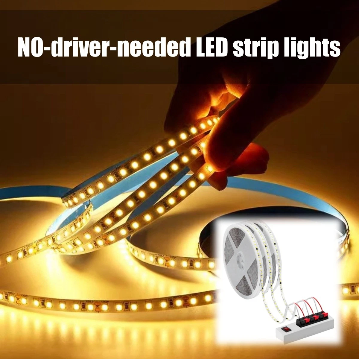 EasyFit 10m LED Strip Warm Neutral Cool White No Driver Required for Home Decor