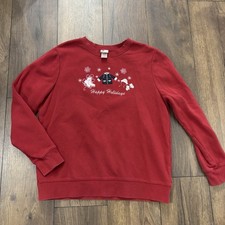 Vintage Happy Holidays Christmas Embroidered Crewneck Sweatshirt, Large