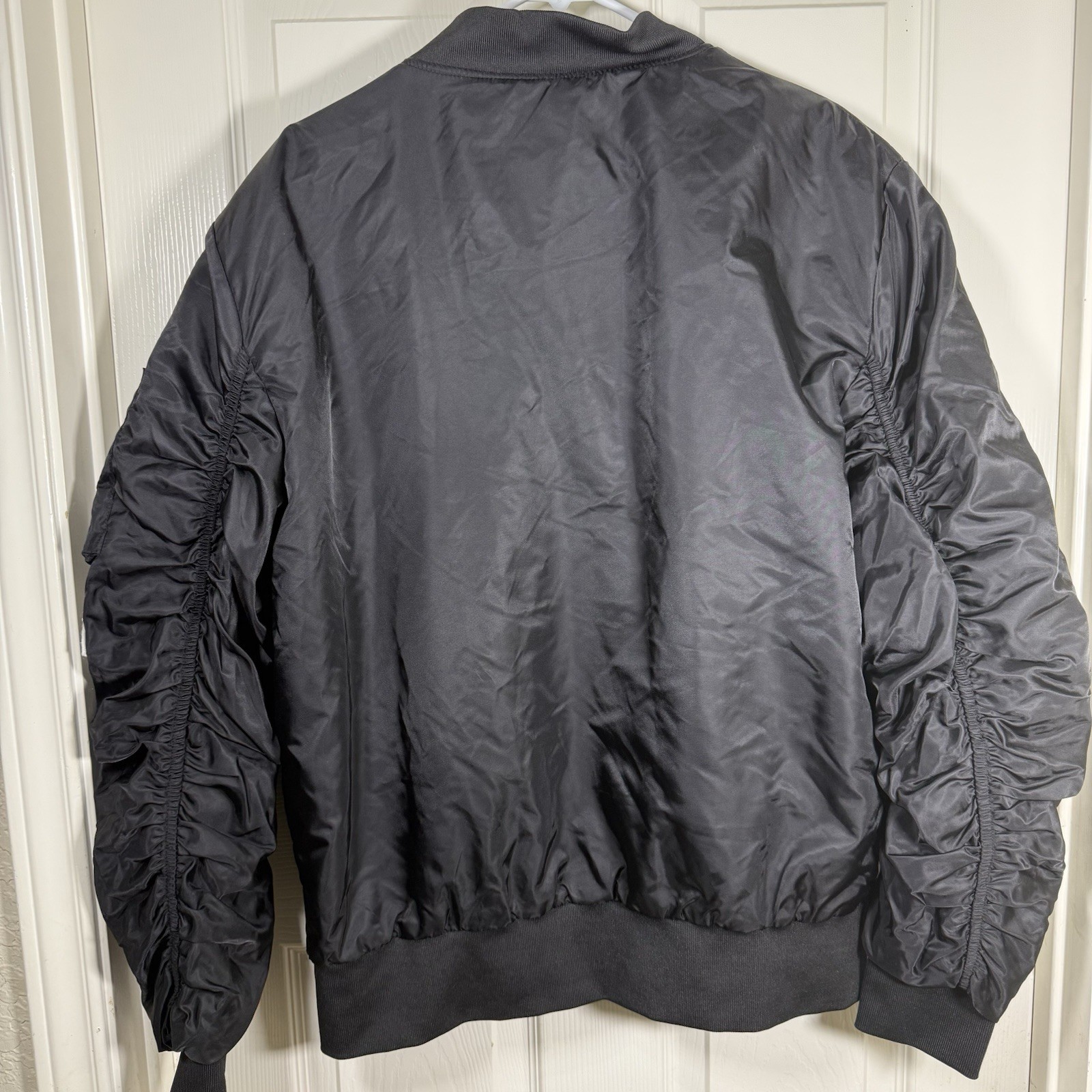 American Stitch Black Patchwork Bomber Jacket Roc… - image 10