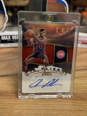 2022-23 Panini Select Dennis Rodman In Flight Signatures Red Prizm 16/75 Auto
