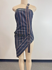 Anthony Vaccarello Blue Cut Out One Shoulder dress Size 4 US on Sale nh